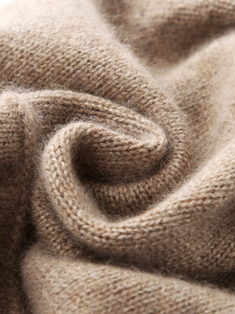 COMOBOCA 100% Cashmere Women's Knit Beanie with Ties