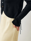 COMOBOCA Women's Heart Button Cropped Ruffle Bell Cardigan
