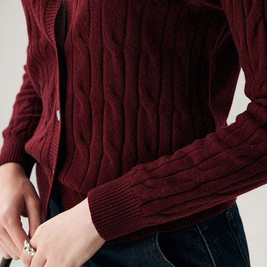 COMOBOCA 100% Cashmere Women's Cable Knit Button Front Cardigan