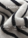 COMOBOCA 100% Cashmere Women's Striped Round Neck Sweater