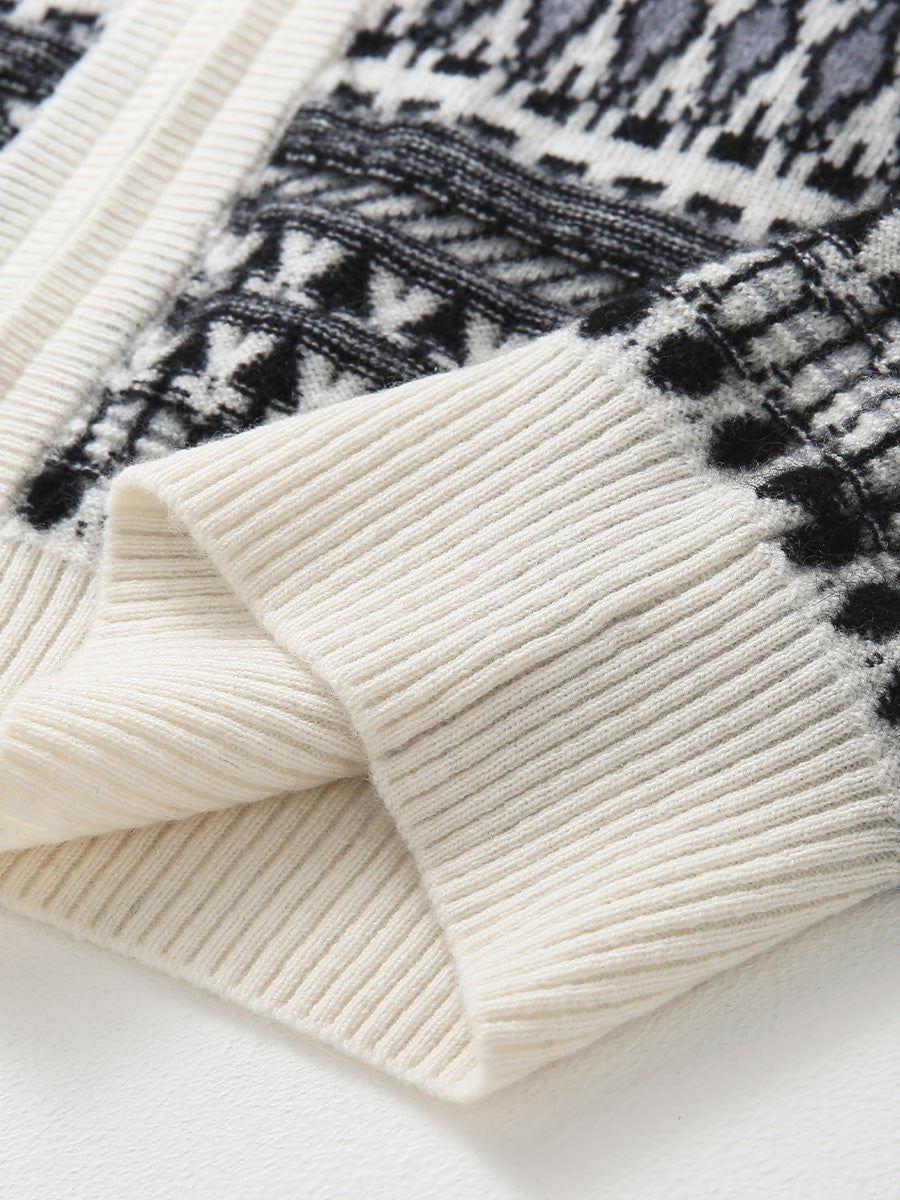 COMOBOCA 100% Cashmere Women's Fair Isle Double Zip Hoodie