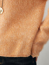 COMOBOCA 100% Wool Women's Fuzzy Round Neck Sweater