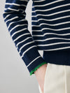 COMOBOCA 100% Cashmere Women's Striped Round Neck Sweater
