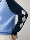 COMOBOCA 100% Cashmere Women's Color Block Round Neck Sweater