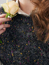 COMOBOCA Women's Speckled Lace Knit Round Neck Sweater