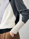 COMOBOCA 100% Cashmere Women's Color Block Turtleneck Sweater