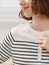 COMOBOCA Women's Striped Henley T-Shirt Sweater