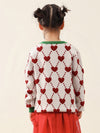COMOBOCA 100% Wool Kids' Heart Pattern Knit Cardigan