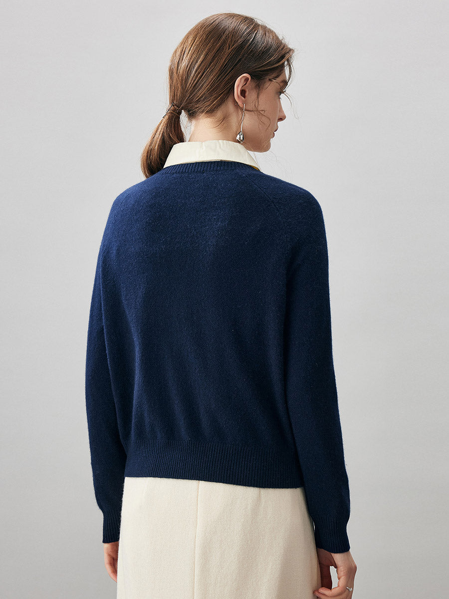 COMOBOCA 100% Cashmere Women's Embroidered Button-Front Cardigan