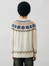 COMOBOCA 100% Wool Kids' Fair Isle Snowflake Round Neck Sweater