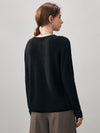 COMOBOCA 100% Cashmere Women's Ribbed Crochet Lace Cuffs Sweater