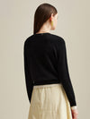 COMOBOCA 100% Cashmere Women's Contrast-Trim Pocket Cardigan