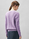 COMOBOCA 100% Cashmere Women's Cable Round Neck Knit Sweater