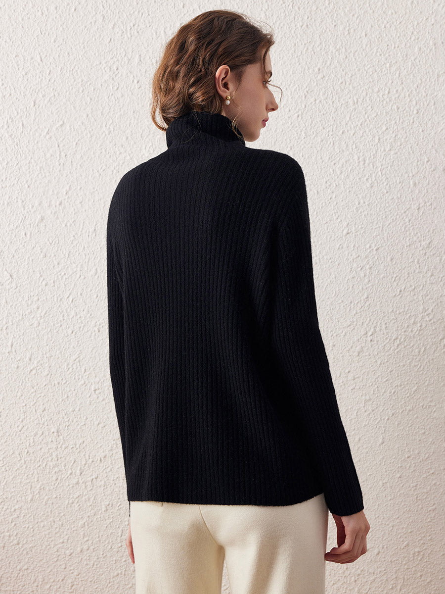 COMOBOCA 100% Wool Women's All-in-One Knit Turtleneck Sweater