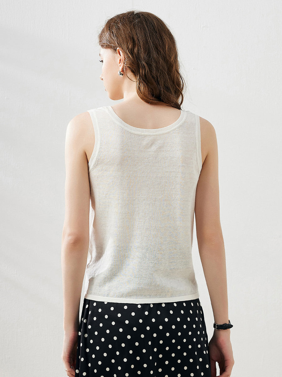 COMOBOCA Women's Linen Versatile Basic Tank Top