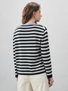 COMOBOCA 100% Wool Women's Striped Embroidered Sweater