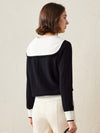 COMOBOCA 100% Cashmere Women's Sailor Collar Faux Cardigan