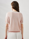 COMOBOCA Women's Diamond Knit Short Sleeve Sweater