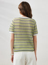 COMOBOCA Women's Striped Short Sleeve Knit Sweater