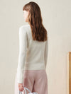 COMOBOCA 100% Wool Women's V-Neck With Pearl Accents Sweater