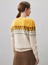COMOBOCA 100% Cashmere Women's Fair Isle Round Neck Knit Sweater