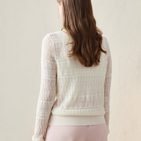 COMOBOCA 100% Wool Women's Stylish Lace Knit Sweater