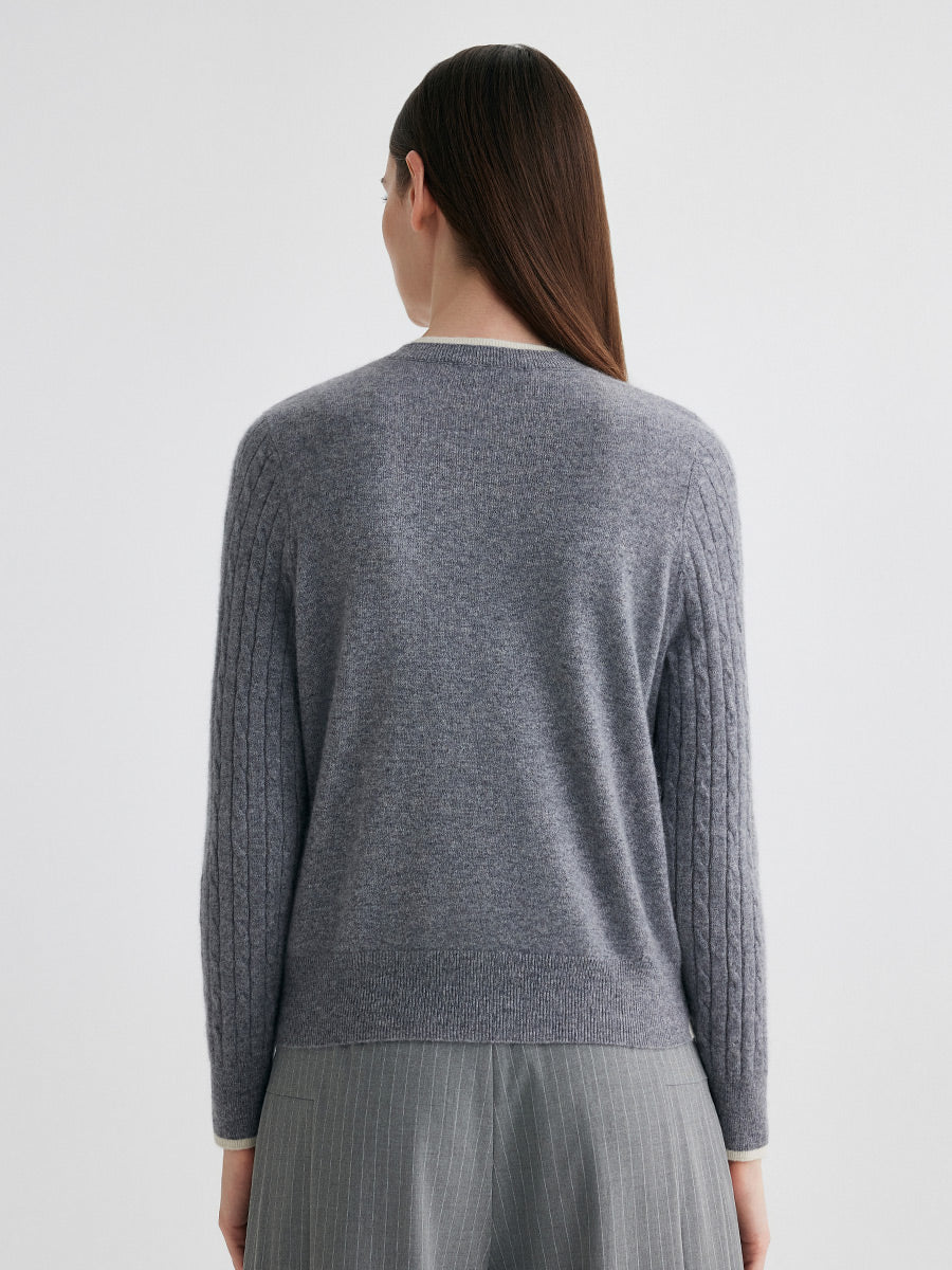 COMOBOCA 100% Cashmere Women's Cable Knit Button Front Cardigan