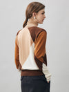 COMOBOCA 100% Cashmere Women's Color Block Turtleneck Sweater