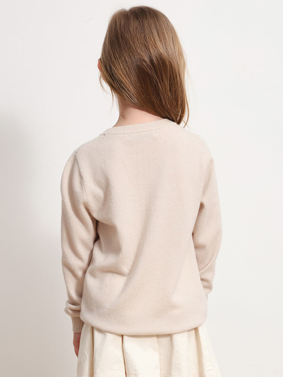 COMOBOCA 100% Wool Kids' Round Neck Cartoon Sweater