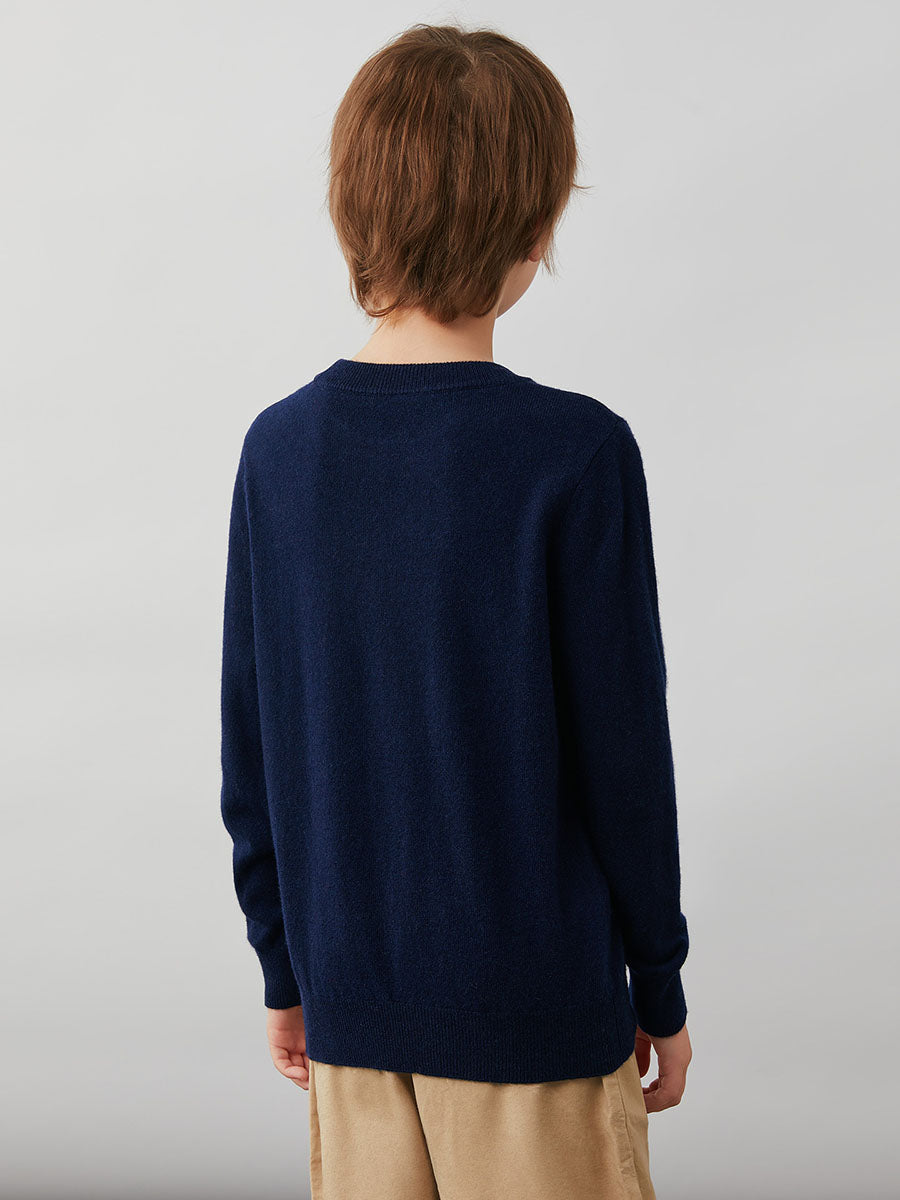 COMOBOCA 100% Wool Kids' Christmas Stocking Round Neck Sweater