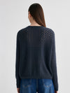 COMOBOCA 100% Cashmere Women's Openwork Round Neck Knit Sweater