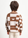 COMOBOCA 100% Wool Kids' Color Block Round Neck Sweater