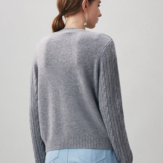 COMOBOCA 100% Cashmere Women's Cable Button Front Knit Cardigan