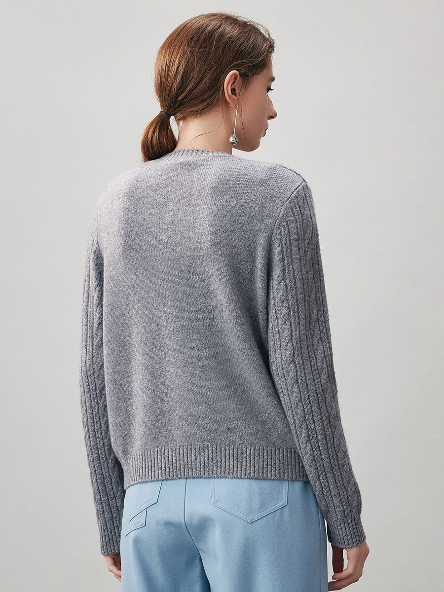 COMOBOCA 100% Cashmere Women's Cable Button Front Knit Cardigan