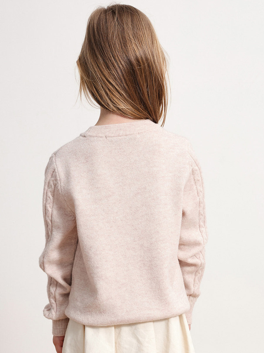 COMOBOCA 100% Wool Kids' Ribbed Round Neck Sweater