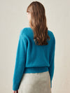 COMOBOCA 100% Wool Women's Embroidered Patch Knit Sweater