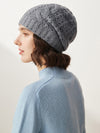 COMOBOCA Gray 100% Cashmere Classic Cable Knit Beanie