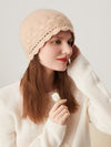 COMOBOCA 100% Cashmere Women's Crochet Trim Cable Knit Beanie