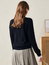COMOBOCA 100% Wool Ribbed Extra Size Cardigan with Lace Cuffs