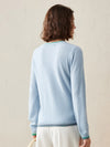 COMOBOCA 100% Cashmere Women's Color Accented Knit Pullover Sweater