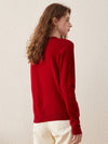 COMOBOCA 100% Wool Women's Round Neck Knit Cardigan