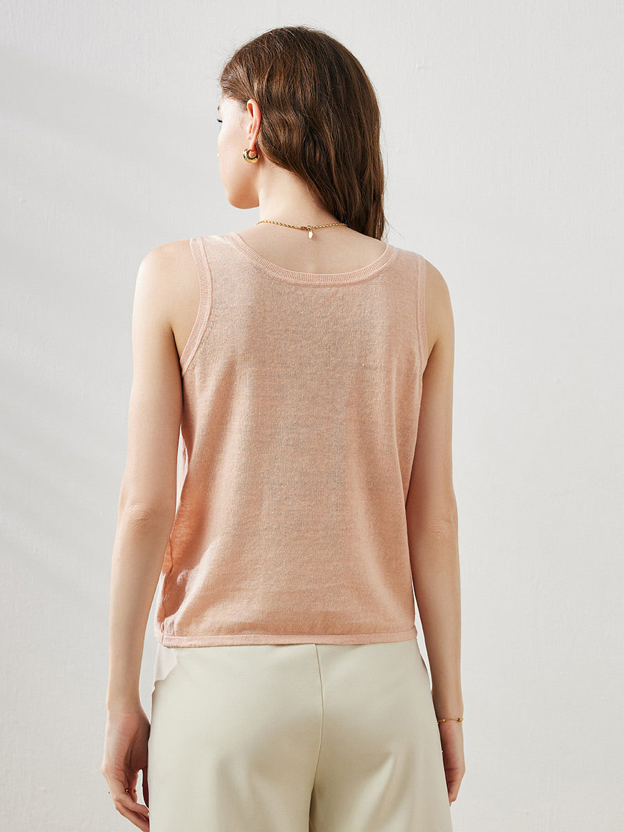 COMOBOCA Women's Linen Versatile Basic Tank Top