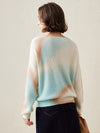 COMOBOCA 100% Cashmere Women's Gradient Color Knit Sweater