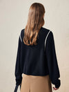 COMOBOCA 100% Wool Women's Color Block Ribbed Knit Sweater