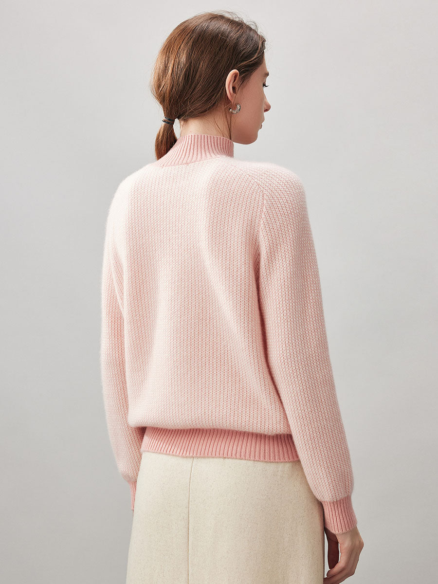 COMOBOCA 100% Cashmere Women's Mock Neck Knit Sweater