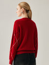 COMOBOCA 100% Cashmere Women's Diamond Patterned Round Neck Sweater