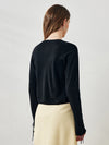 COMOBOCA Women's Heart Button Cropped Ruffle Bell Cardigan