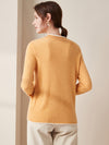 COMOBOCA 100% Cashmere Women's Ribbed Contrast Trim Sweater