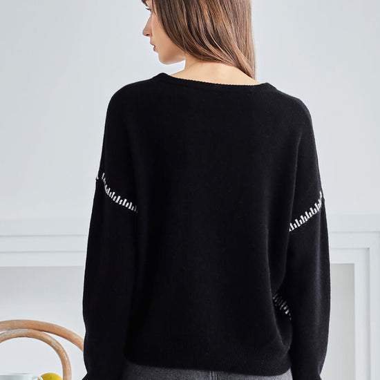 COMOBOCA 100% Cashmere Women's Sweater with Stitch Detailing