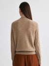 COMOBOCA 100% Cashmere Women's Cable Knit Mock Neck Sweater